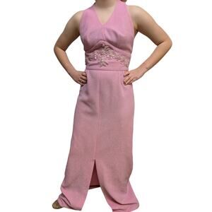 Vtg 1960s Alfred Werber 2 Piece Party Dress & Jacket Pink Silver Fits Size 4/6